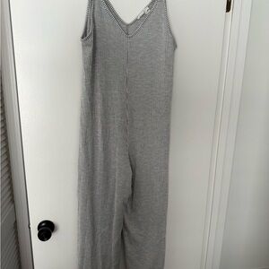 Caution to the Wind Striped Ribbed Sleeveless Jumpsuit (M)